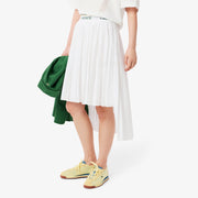 Asymmetric Pleated Midi Skirt - White